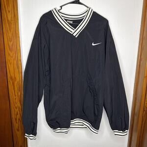 VINTAGE 90s Nike Jacket Mens 2XL Black Golf Pullover Windbreaker Lightweight